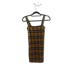 Forever 21 Plaid Yellow Sleeveless Mini Dress